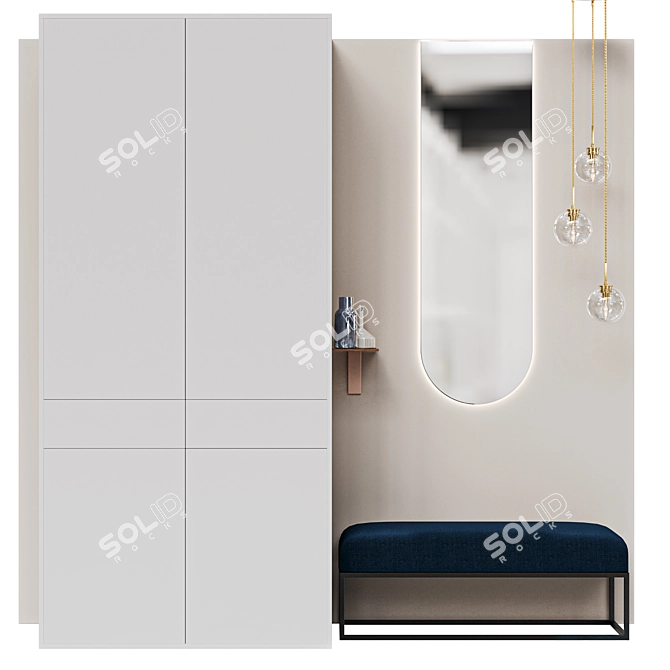 Entryway Composition Set with Mirror 3D model image 2