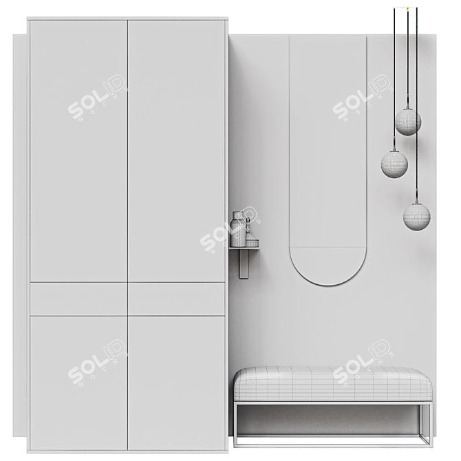 Entryway Composition Set with Mirror 3D model image 3