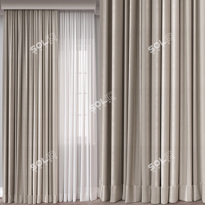 Modern 3D Curtain Model Set 3D model image 1