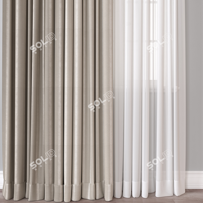 Modern 3D Curtain Model Set 3D model image 3