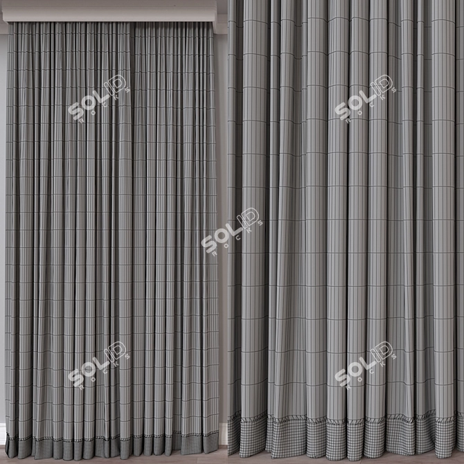 Modern 3D Curtain Model Set 3D model image 4