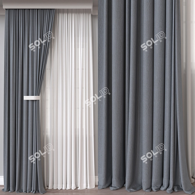 Stylish 3D Curtain Model 3D model image 1