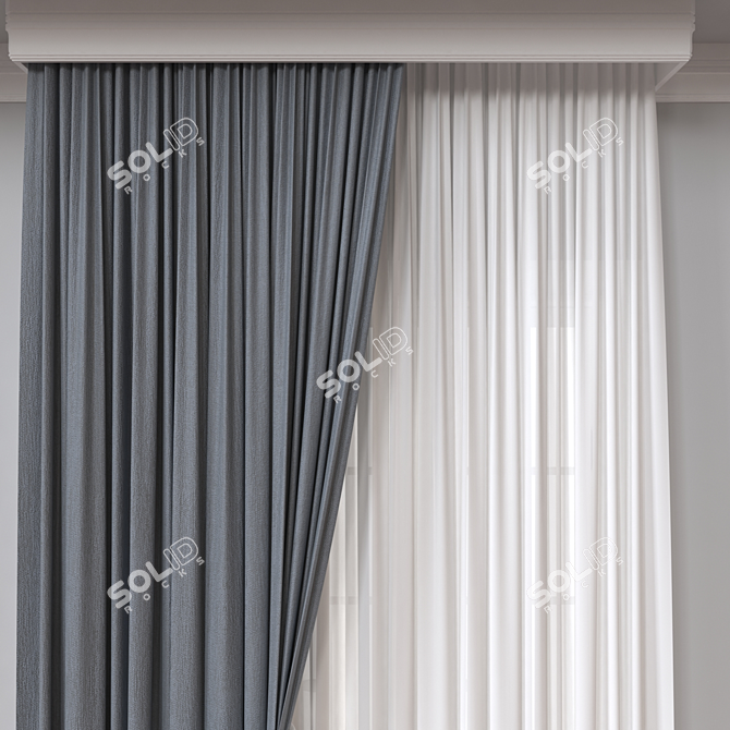 Stylish 3D Curtain Model 3D model image 2