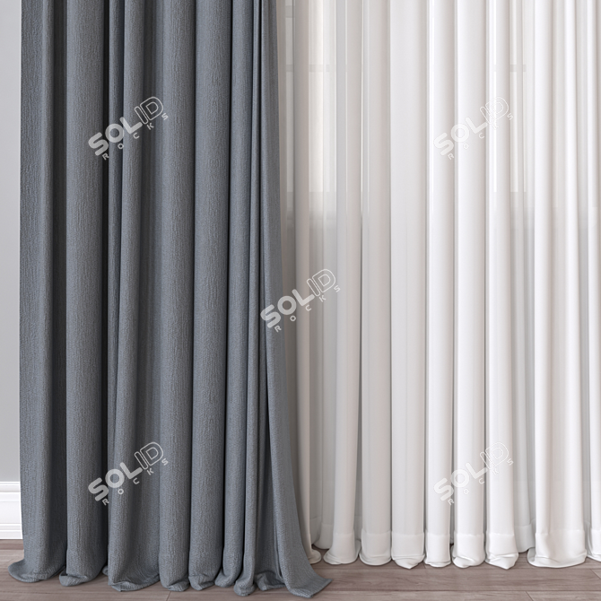 Stylish 3D Curtain Model 3D model image 3