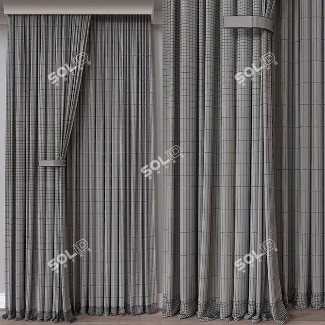 Stylish 3D Curtain Model 3D model image 4