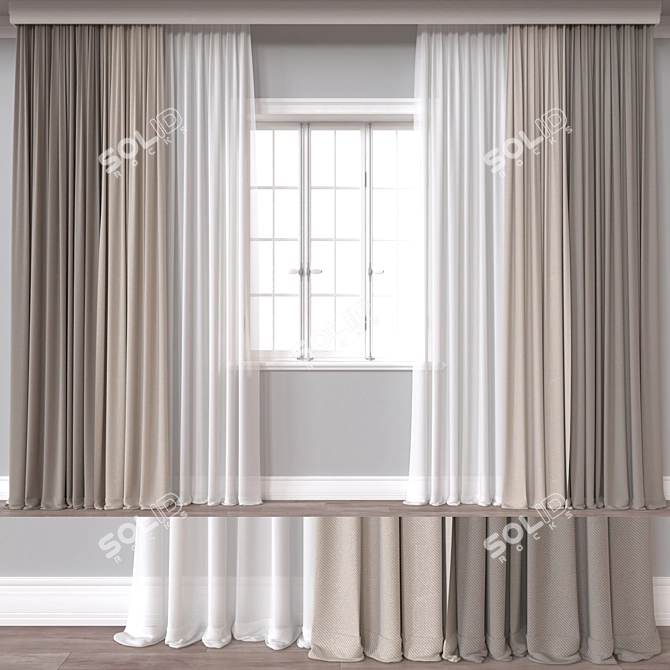 Multi-Format Curtain Model, 3D Asset 3D model image 1