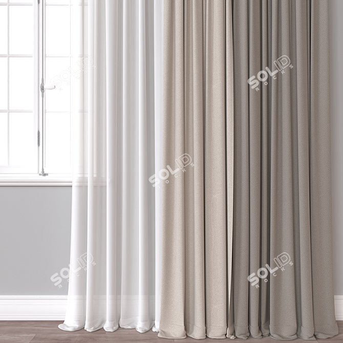 Multi-Format Curtain Model, 3D Asset 3D model image 2