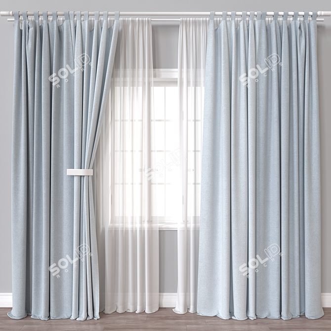 Multi-Format 3D Curtain Model 3D model image 1