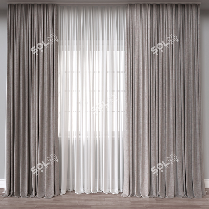 Versatile 3D Curtain Model 3D model image 1