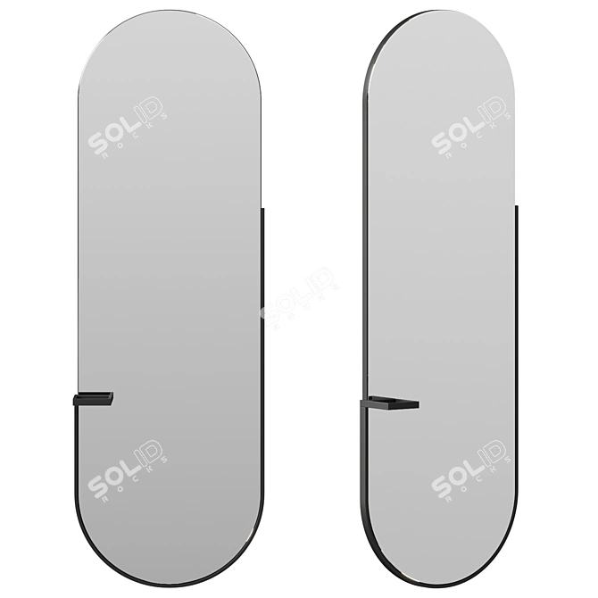 Elegant Oval Wall Mirror Stand 3D model image 1