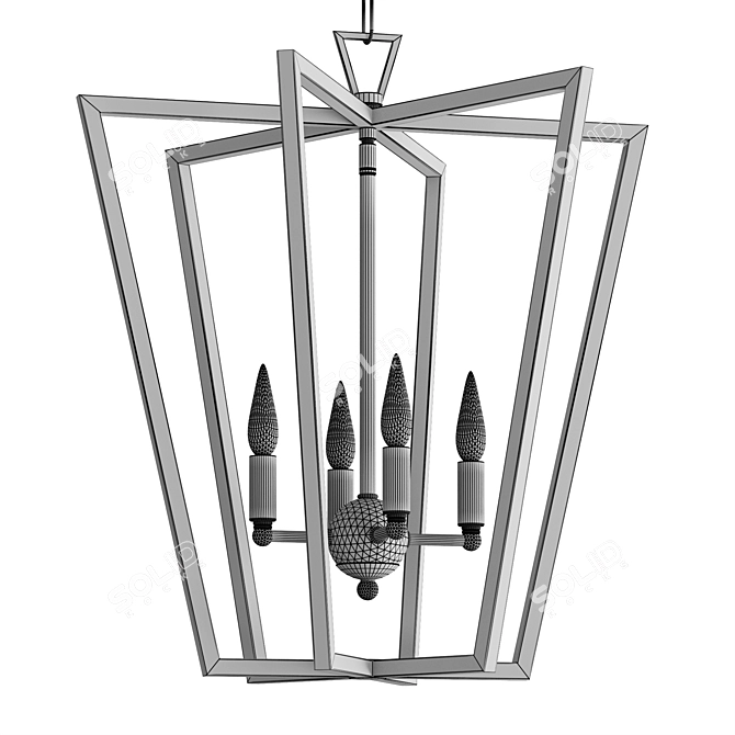 Franz Geometric Chandelier Silver 3D model image 7