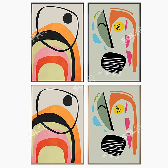 Artwork Set with Multiple Frames 3D model image 2