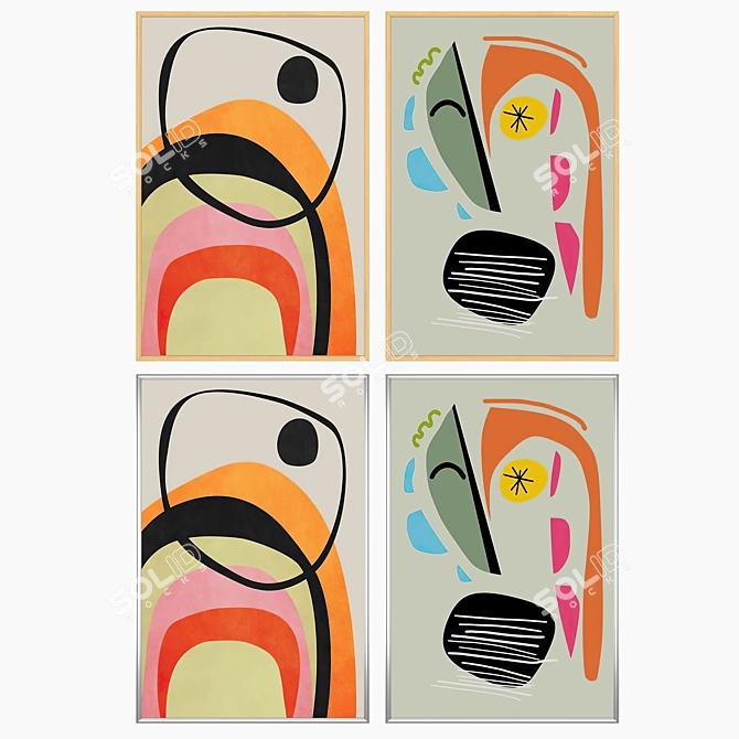 Artwork Set with Multiple Frames 3D model image 3