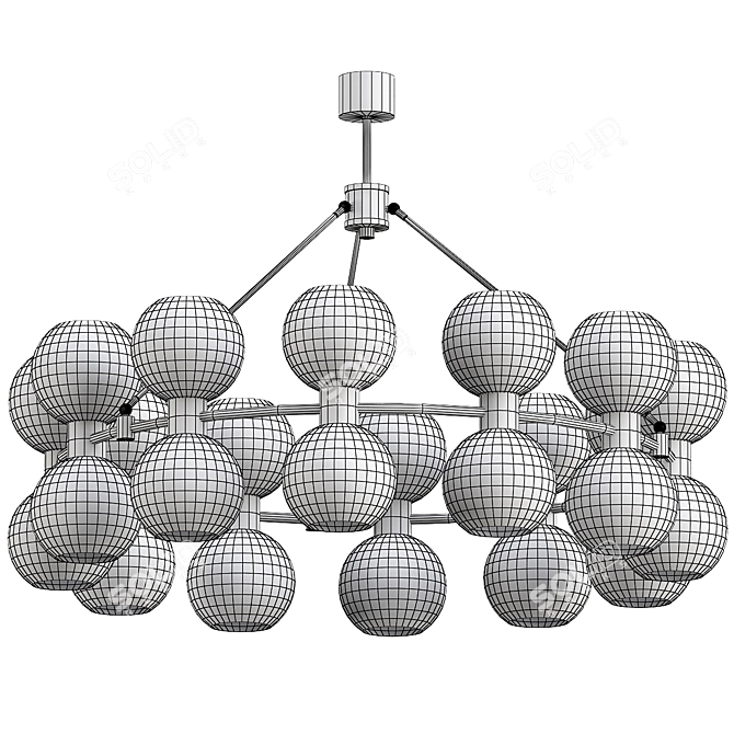 Majestic Murano Glass Globe Chandelier 3D model image 3