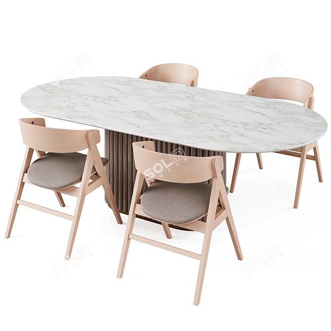  Modern Dining Set with Waterton Armchair 3D model image 10