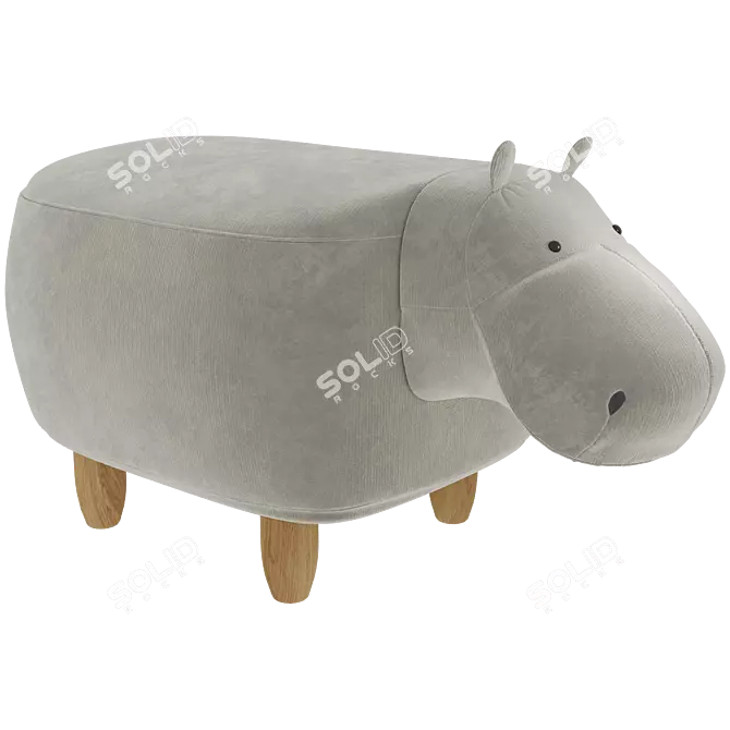 Cute Hippo Kids Ottoman 3D model image 1