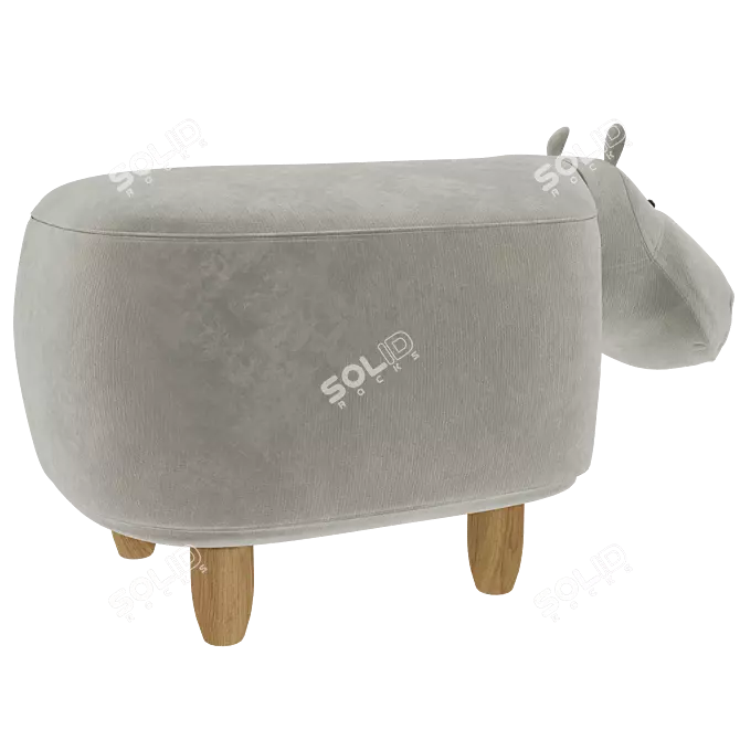 Cute Hippo Kids Ottoman 3D model image 3