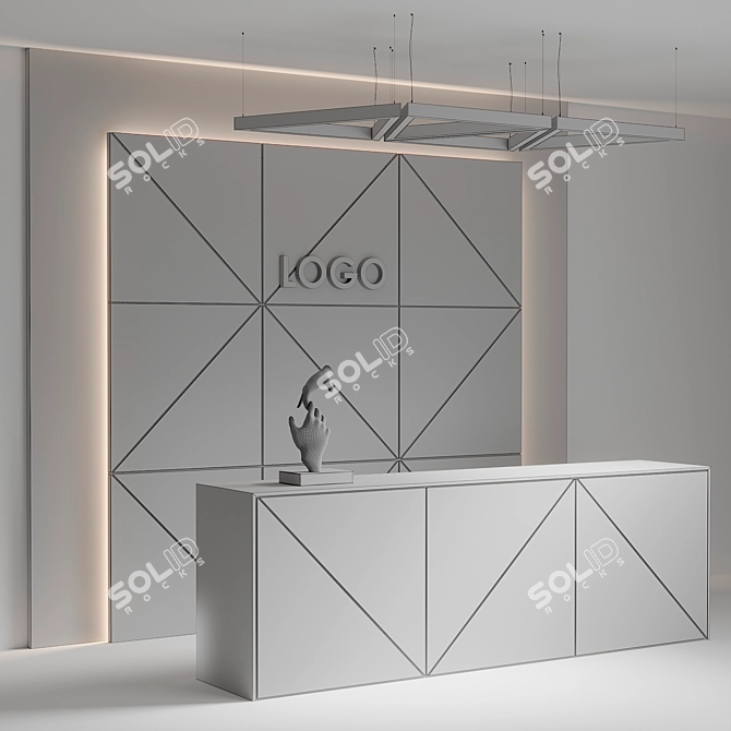 Sleek Reception Desk - Modern 3D model image 3