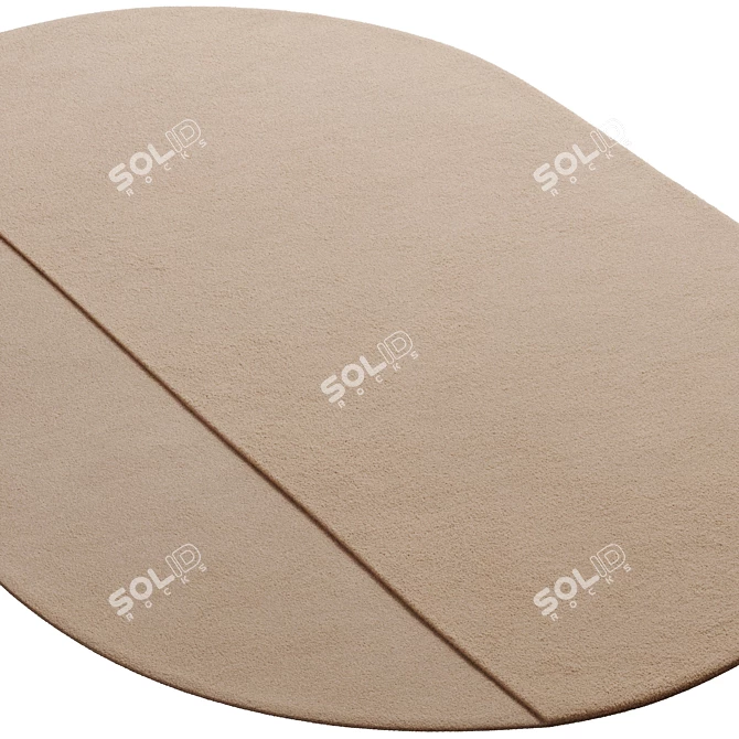 Beige Linen Oval Wool Rug 3D model image 4