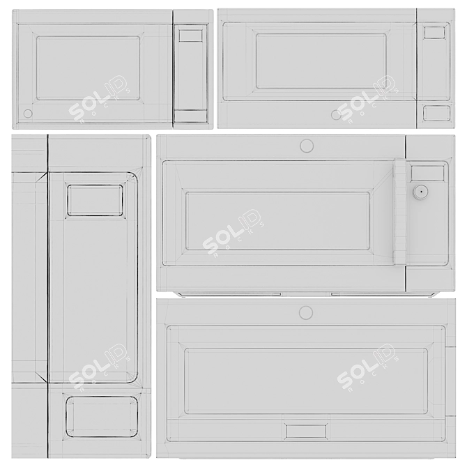 GE Microwave Set 01 - Four Model Kitchen Set 3D model image 3