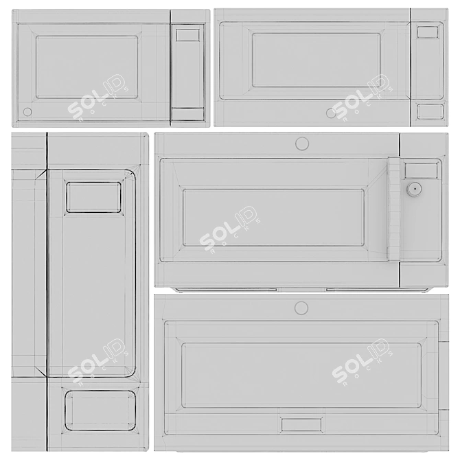 GE Microwave Set 01 - Four Model Kitchen Set 3D model image 5