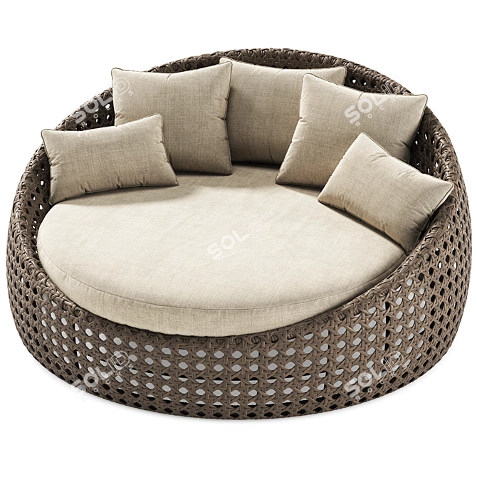 Retro-inspired Wicker Daybed 3D model image 1