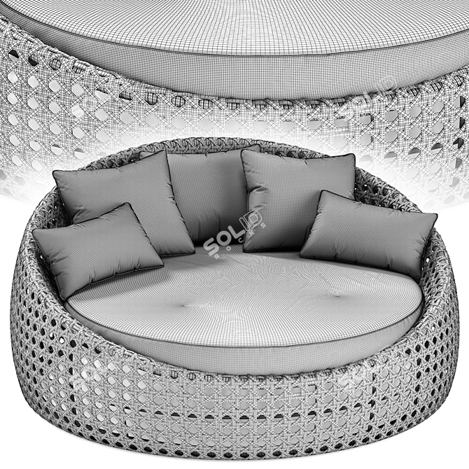 Retro-inspired Wicker Daybed 3D model image 7