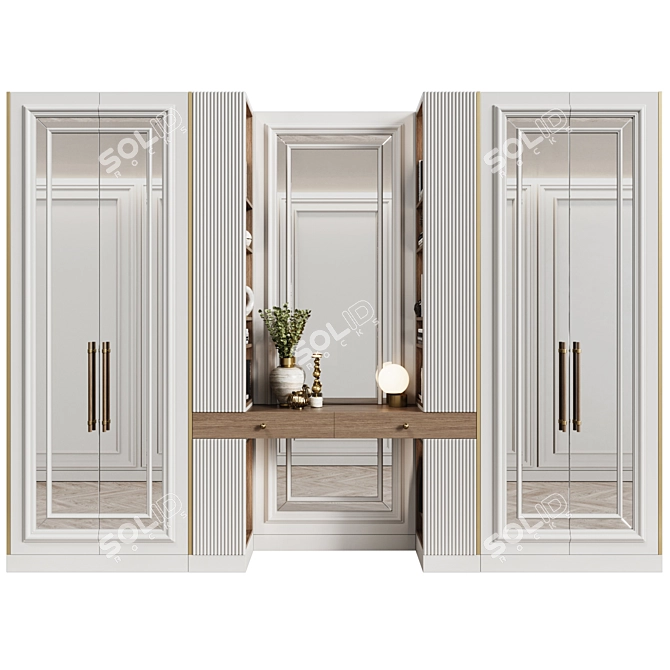 Elegant Neoclassical Modular Wardrobe 3D model image 3