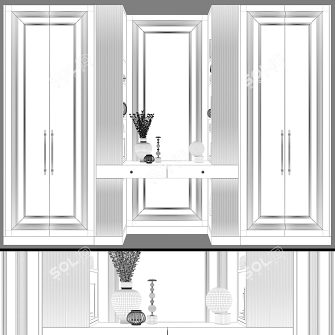 Elegant Neoclassical Modular Wardrobe 3D model image 5