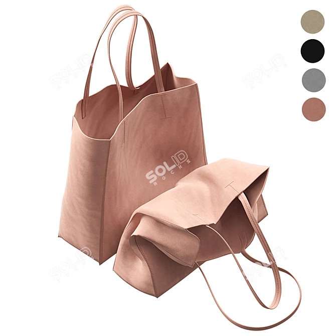 Chic ZARA Shopper Bag Set 3D model image 1