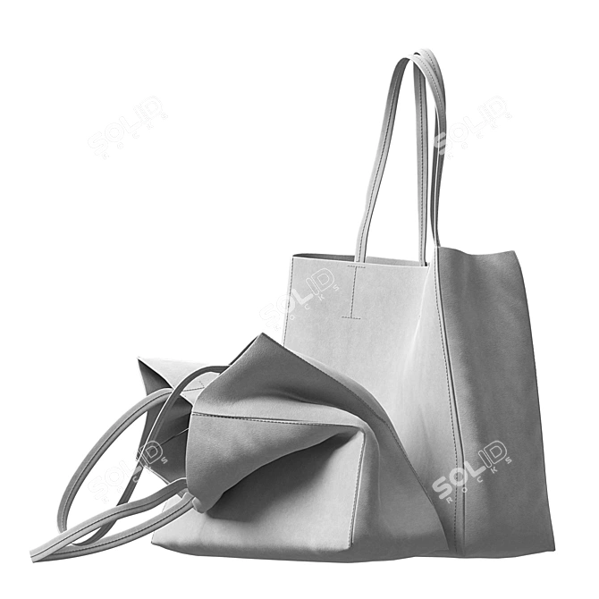 Chic ZARA Shopper Bag Set 3D model image 2