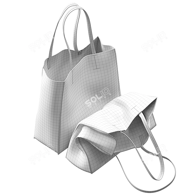 Chic ZARA Shopper Bag Set 3D model image 5