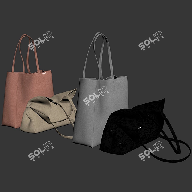 Chic ZARA Shopper Bag Set 3D model image 7