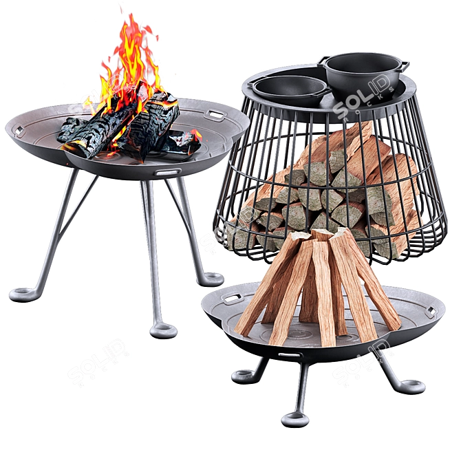 Elegant Lotus Firepit Design 3D model image 1