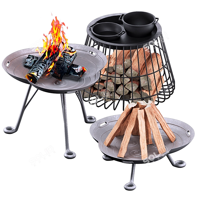 Elegant Lotus Firepit Design 3D model image 2