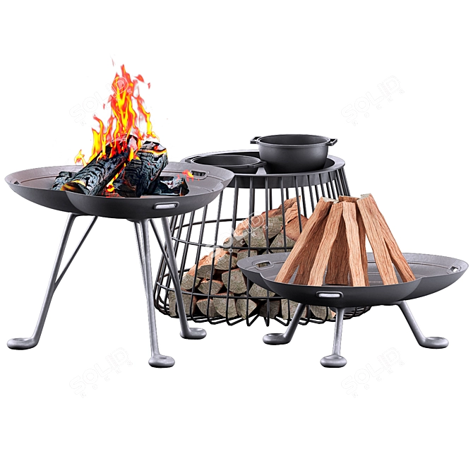 Elegant Lotus Firepit Design 3D model image 3