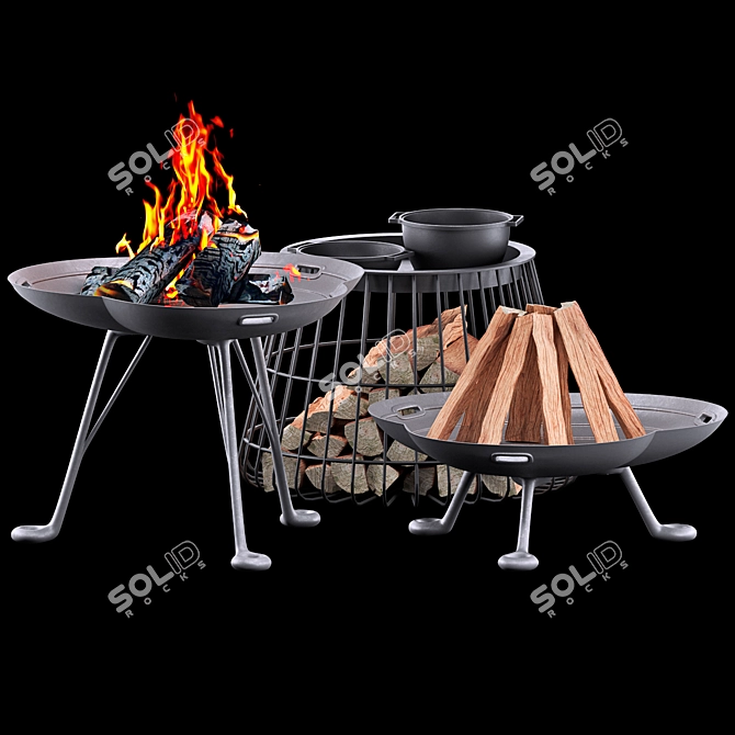 Elegant Lotus Firepit Design 3D model image 4