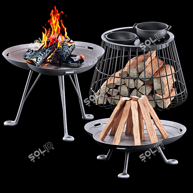 Elegant Lotus Firepit Design 3D model image 5