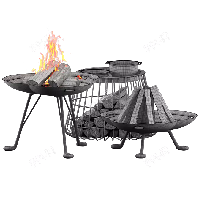 Elegant Lotus Firepit Design 3D model image 6