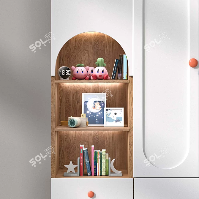 Kids Wood Armoire 3-in-1 3D model image 4