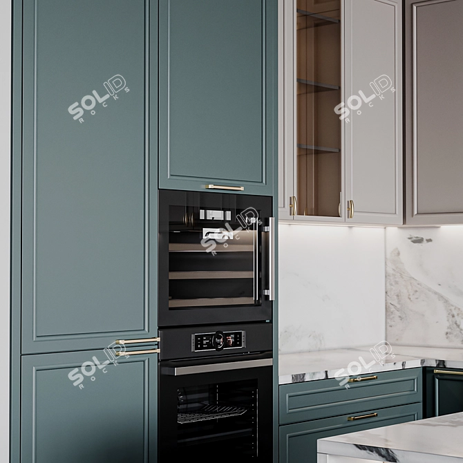 Adjustable Neoclassic Kitchen Module 3D model image 6