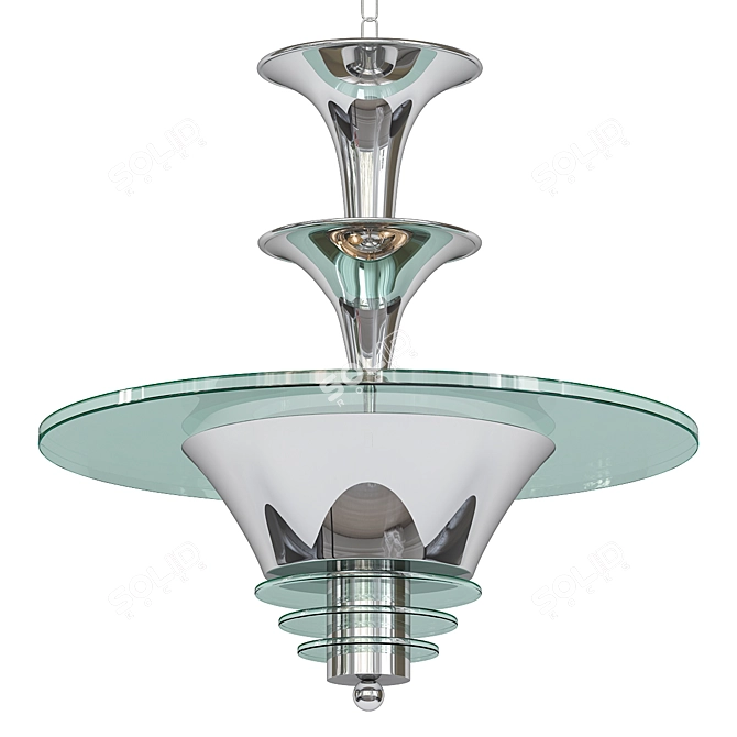 French Modernist Chandelier 1930 3D model image 1