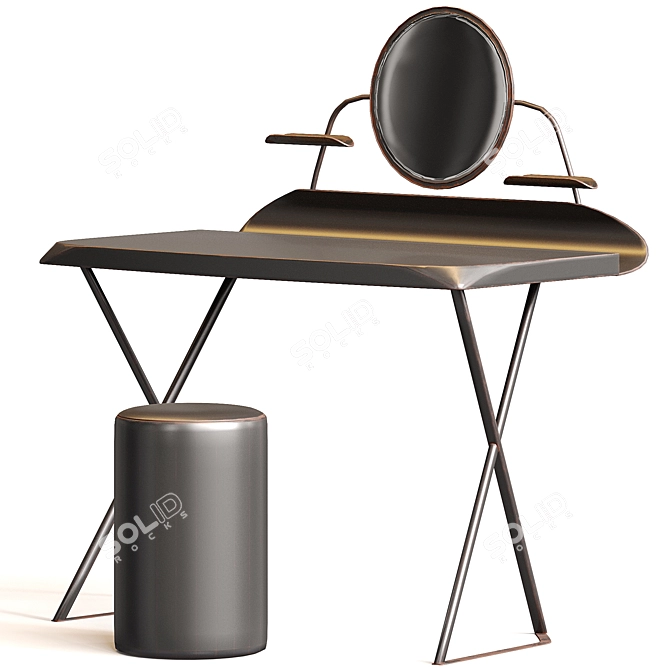 Modern Vanity Set with Mirror 3D model image 2