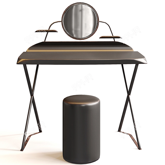 Modern Vanity Set with Mirror 3D model image 3