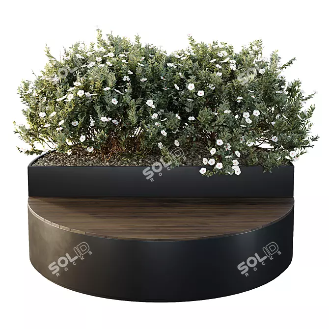 Modern Green Plant Bench Set 3D model image 1