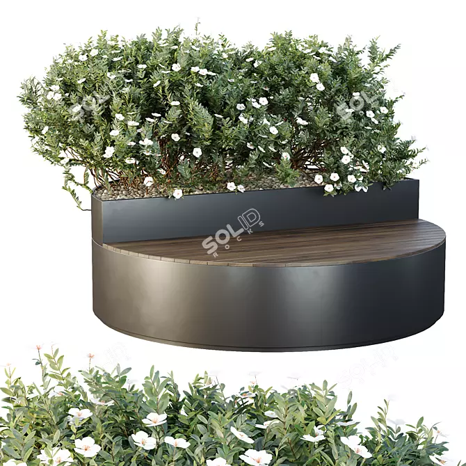 Modern Green Plant Bench Set 3D model image 2