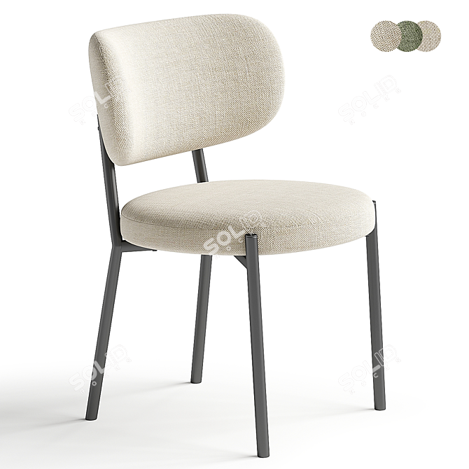 Elegant Taupe Fabric Dining Chair 3D model image 1