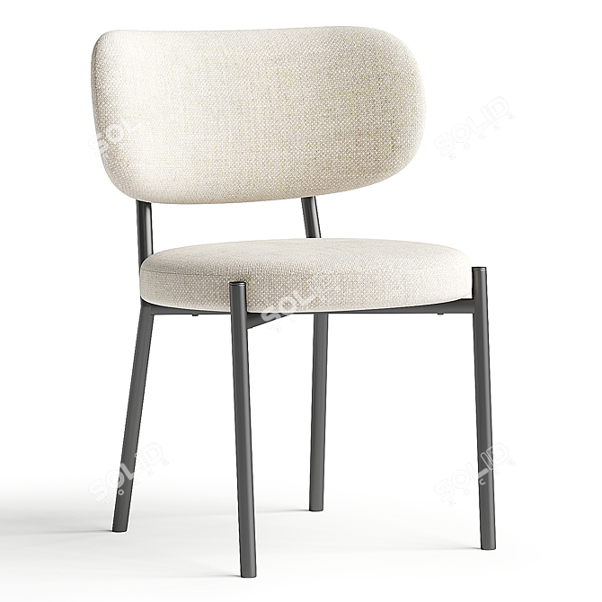 Elegant Taupe Fabric Dining Chair 3D model image 4