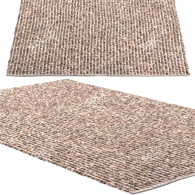 Flatweave Ivory/Taupe Area Rug 3D model image 2