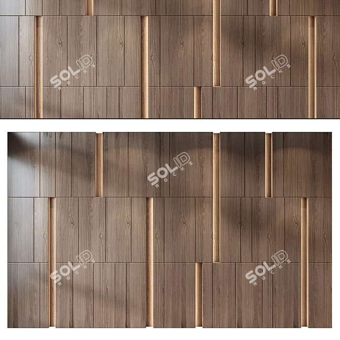 Natural Wood Wall Panel 086 3D model image 1